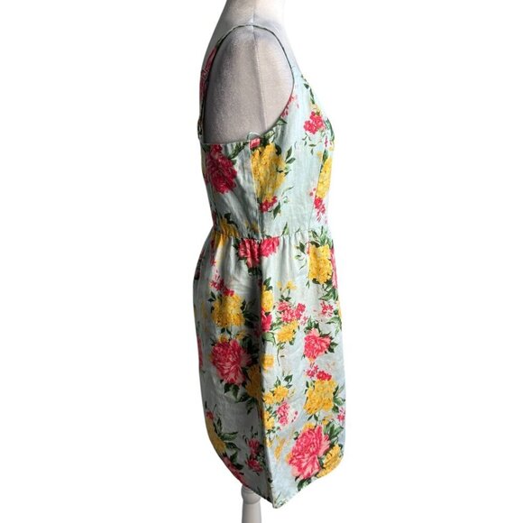Cynthia Rowley 100% LINEN Summer Floral Dress Cottagecore Sleeveless Womens Sz 6 - Picture 5 of 7
